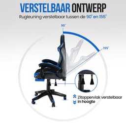 Avalo Gaming Stoel - Gamestoel Ergonomisch Verstelbaar - Bureaustoel - Gaming Chair voor Bureau - Zwart/Blauw — thumbnail 5