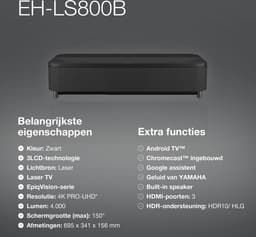Epson EpiqVision Ultra EH-LS800 beamer (zwart) — thumbnail 2