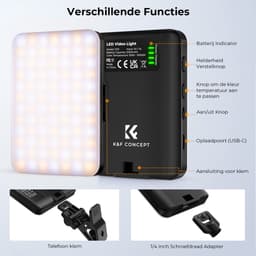 K&F Smartphone Oplaadbare Video LED Lamp - Videolamp - Selfie light — thumbnail 2
