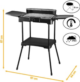 TZS First Austria Elektrische BBQ - met Grillplaat - 2200 W - Grilloppervlak 39.5 x 24cm - Zwart — thumbnail 4