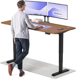 Desktronic HomePro Zit-sta Bureau Elektrisch In Hoogte Verstelbaar, 180x80cm Zwart/Notenhout, Stille Dubbele Motor, Hoogte 62-126cm — thumbnail 1