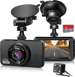 Dashcam - Dashcam voor Auto - SD-Kaart Inbegrepen - 1080P - Full HD - met Dubbele Lens - voor Auto's 170° Groothoek - Parkeermodus - Loop-Opnamemodus - Supernachtzicht - G-sensor - Zwart — thumbnail 1