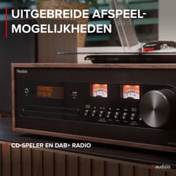 Platenspeler met speakers - Audizio Boston platenspeler Bluetooth, CD speler en DAB radio - Houtlook — thumbnail 3