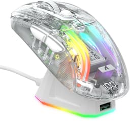 ATTACK SHARK X2 Pro - Draadloze Gaming Muis - RGB oplaadstation - Transparantie Effect - Wit — thumbnail 1