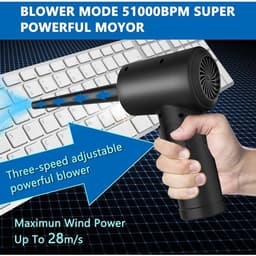 Air Duster Draadloos - 5 opzetstukken - Compressed air - stofreiniger - Air duster - Oplaadbaar 6000mAh - 51.000 RPM - Perslucht - Compressed Air - Zwart — thumbnail 3