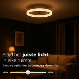 FlinQ AeroGlow Smart Plafondventilator met Verlichting - Ventilator voor aan het Plafond - Ideaal voor op de Slaapkamer - Bestuurbaar met App of Afstandsbediening - Wit — thumbnail 3