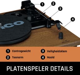 Lenco Platenspeler met Bluetooth - Twee externe Speakers - Auto-stop - LS-100WD - Hout — thumbnail 2