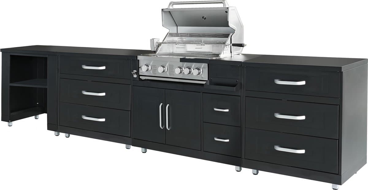 Oviala - 4-delige stalen buitenkeuken met barbecue - Memphis — afbeelding 1