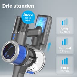 Auronic Steelstofzuiger Draadloos 350W - Draadloze Stofzuiger - HEPA Filter - Zelfstaand - Op Accu - Zonder Zak - Kruimeldief - Vacuum Cleaner - Grijs/Blauw — thumbnail 5