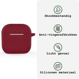 Case - Geschikt voor Apple AirPods 4 - Siliconen Hoes met Clip - Silicone Hoesje Cover - Donkerrood — thumbnail 3