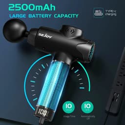 Massage Gun - Massage Pistool - Lichaamsmassage - 12 Snelheden - Lichtgewicht - Draagbaar - Led Touchscreen - 8 Opzetstukken - Zwart — thumbnail 2