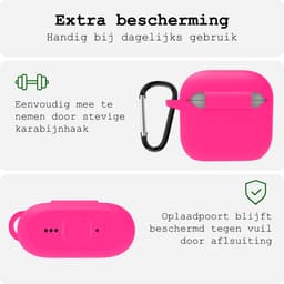 Case - Geschikt voor Apple AirPods 4 - Siliconen Hoes met Clip - Silicone Hoesje Cover - Roze — thumbnail 5