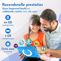 Bon Bon Electronics® 10.1 Inch Kindertablet Deluxe - Vanaf 3 Jaar - Tablet - Android 13 - IPS 1920x1200 – 8-Core Processor - 64GB – 4GB RAM - 6000 mAh – Ouderlijk Toezicht – Compleet Pakket – Blauw — thumbnail 3