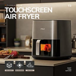 MIUI 5L- Airfryer- Airfryer XL- met Touch Control & Nonstick mandje & zichtbaar venster- Lichtgrijs — thumbnail 3