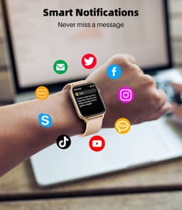 SAMTECH Smartwatch - Heren & Dames – horloge – met HD Touchscreen - Stappenteller, Calorie Teller, Slaap meter – Geschikt voor iOS, Android en meer - Roze — thumbnail 3