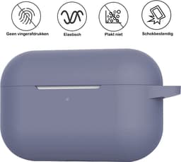 Hoesje - Geschikt voor Apple AirPods Pro 2 - Siliconen Hoes met Clip - Silicone Case Cover - Grijsblauw — thumbnail 5