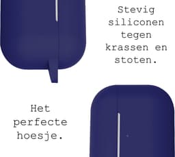 Case - Geschikt voor Apple AirPods Pro 2 - Siliconen Hoes met Clip - Silicone Hoesje Cover - Donkerblauw — thumbnail 2