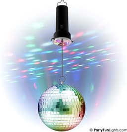 PartyFunLights - Roterende Spiegelbol Partyset met Multi-Color LED - inclusief motor - 20cm spiegelbol - 8 lichtpunten — thumbnail 1