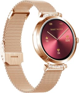 Belesy® New Jersey - Smartwatch Heren – Smartwatch Dames - Horloge – Stappenteller – Calorieën - Hartslag – Sporten - Je eigen foto als wijzerplaat - Kleurenscherm - Full Touch - Milanees – Roségoud - Moederdag — thumbnail 3