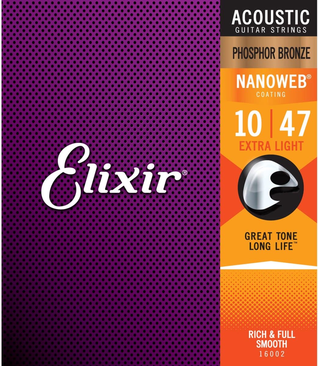 Elixir Strings NANOWEB - Akoestische Gitaarsnaren - Phosphor Bronze - Extra Light Gauge - 10-14-23-30-39-47 — afbeelding 1