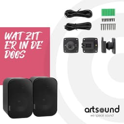 Artsound UNI20, Set van 2 passieve luidsprekers, 2-weg hifi luidspreker, 10-40 watt, muurbeugel met kogelgewricht, geschikt voor ruimtes tot 20 m² zoals gang, keuken, toilet, kleur: zwart — thumbnail 5