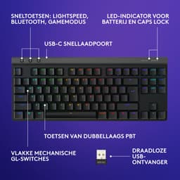 Logitech G515 Lightspeed TKL - Draadloos Gaming Toetsenbord - RGB - Qwerty US - Zwart — thumbnail 5
