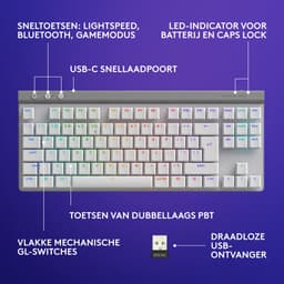Logitech G515 TKL Lightspeed Gaming Toetsenbord Qwerty Wit — thumbnail 5