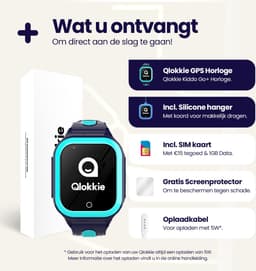 Qlokkie Kiddo GO PLUS - GPS Horloge kind - GPS Tracker kind - Videobellen - Veiligheidsgebied instellen - SOS Alarmfuncties - Smartwatch kinderen - Inclusief simkaart en mobiele app - Blauw — thumbnail 4