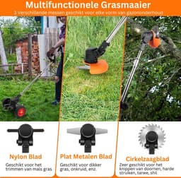 MKSS® Zweefmaaier - Bosmaaier Electrisch - Grastrimmer met Accu - Grasmaaier - Handmaaier met Wielen - Zwart met Rood — thumbnail 5