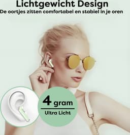 Draadloze Oortjes met LED Display - Bluetooth 5.3 - Groen - Volledig Draadloos - Oordoppen met Microfoon - Oordopjes Bluetooth - Earbuds — thumbnail 3