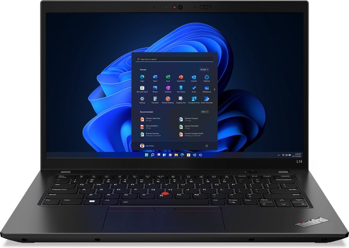 Lenovo ThinkPad L14 Gen 3 (Intel) Intel® Core™ i5 i5-1235U Laptop 35,6 cm (14") Full HD 16 GB DDR4-SDRAM 256 GB SSD Wi-Fi 6 (802.11ax) Windows 11 Pro Engels Zwart — afbeelding 1