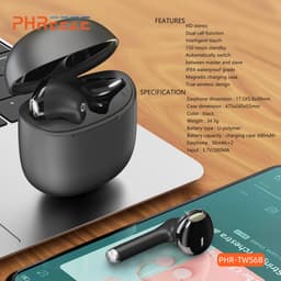 Phreeze Draadloze Oordopjes - Bluetooth Oordoppen - True Wireless EarBuds - Draadloos - 2e Generatie - Zwart — thumbnail 3