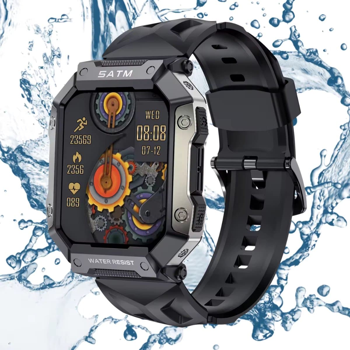 Tijdspeeltgeenrol PG Smartwatch - Zwart - Waterdicht IP68, Gezondheidstracker met GPS, Hartslagmeter en Lange Batterijduur — afbeelding 1
