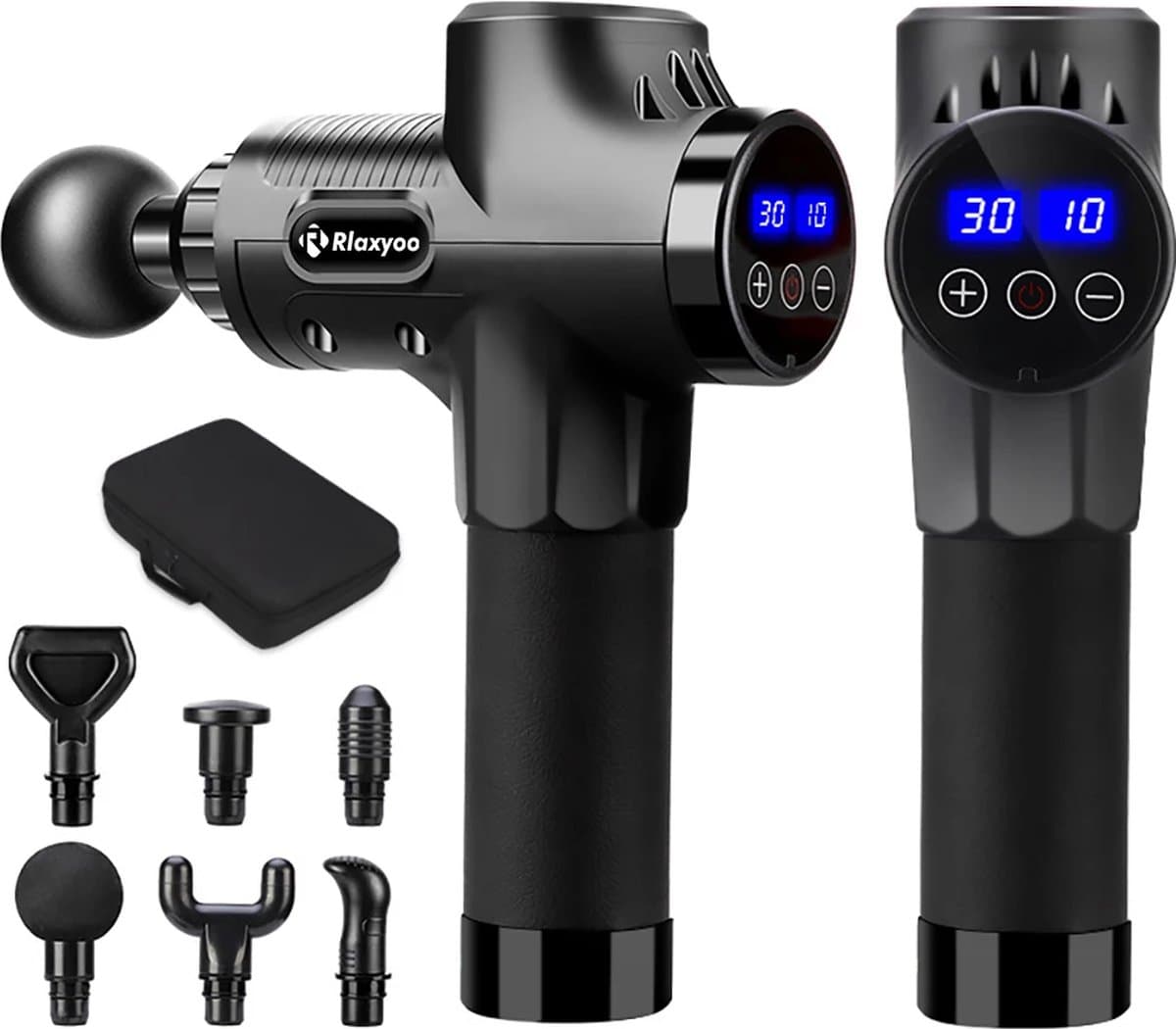 Momentum® - Hoge Frequentie Massagegun - 6 Opzetstukken - 30 standen hoge frequentie - LCD Touch screen - Massage apparaat - Met Draagtas - Sport en Relax - Fitness - LED Indicator - Spier Ontspanning - Zwart — afbeelding 1
