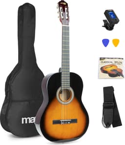 Klassieke Akoestische Gitaar 4/4 - Met Nylon Snaren - MAX SoloArt - Beginnersset met Accessoires - Sunburst — thumbnail 1