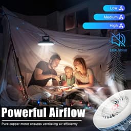 USB Oplaadbare Camping Ventilator met LED Lantaarn - Waterbestendig - Met Ophanghaak en Magneet - Multifunctioneel Noodaccessoire - Geschikt voor Binnen, Buiten, Wandelen en Noodsituaties — thumbnail 3