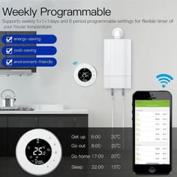 Slimme Thermostaat - Verwarming Bediening - Energie Besparen - App Bediening - 220 Volt - Wit — thumbnail 4