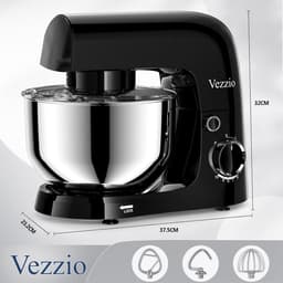 Vezzio Blender, 4,5 liter, 1500 W, 10 snelheden, keukenmachine om te bakken (zilver) (zwart) — thumbnail 5