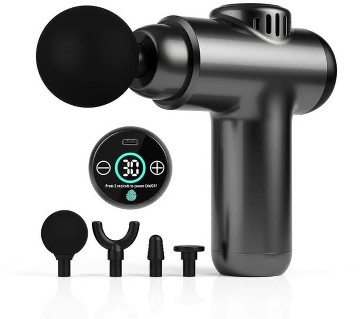 Maison Elara Mini-massagepistool 30 snelheden LCD-touchscreen diepe weefselmassage draagbaar — afbeelding 1