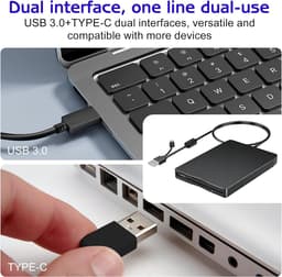 Extern Diskettestation - FDD Lezer - Oude Data Lezen - Plug and Play - 35 inch - Zwart — thumbnail 4