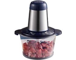 Keukenmachine - Mini hakker - Snel ingrediënten hakken - Krachtige 300W motor - 2L glazen kom - Zilver