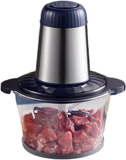 Keukenmachine - Mini hakker - Snel ingrediënten hakken - Krachtige 300W motor - 2L glazen kom - Zilver — thumbnail 1