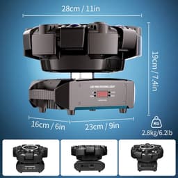 Velori Moving Head Stage Light 150W - RGBW DJ Verlichting met Honeycomb Beam Effect - DMX512 Podiumverlichting - 6 Armige Beam Moving Head - Strobe Disco Lamp — thumbnail 4