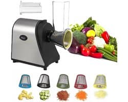 Elektrische Groentesnijder - Kaasrasp Keukenmachine - Snel Ingrediënten Snijden - 1000W Krachtige Motor - 5 Roestvrijstalen Messen - Zwart