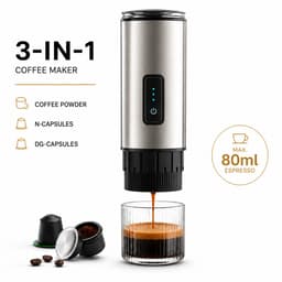 HomeGoodies 3-in-1 Draagbaar Koffiezetapparaat - Voor Koffiepoeder, N-Capsules & DG-Capsules - Espressomachine — thumbnail 1