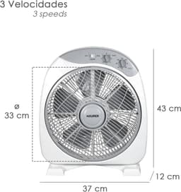 Krachtige Boxventilator 30 cm - 3 Snelheden & Timer - Stille Ventilator voor Hitte — thumbnail 3