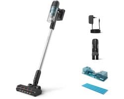 Philips Steelstofzuiger Met Dweilfunctie XC3131/01 - Draadloos - Zuigmond met LED verlichting - Zonder Zak - Handstofzuiger - Alle Vloertypen - Matzwart