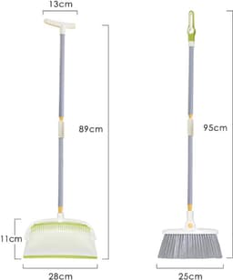 Stoffer en Blik - Reinigingsset - Vegen en Opruimen - 180° Draaibare Kop - 95cm - Zilver — thumbnail 5