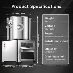 Groentesnipperaar Keuken - Voerhakselaar Machine - Voer Bereiden - Roestvrij Staal - 120 kg Per Uur - Zilver — thumbnail 4