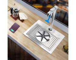 Automatische Bekerwasser - Glazenspoeler Bar - Hygiënisch Werken - Tijdbesparende Efficiëntie - 40 x 32 x 7 cm - Zilver